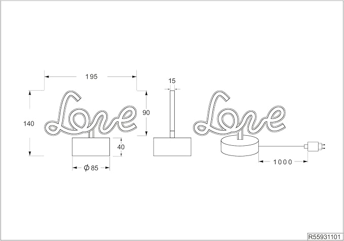 Lampe LED LOVE Amor Marque RL – Image 6