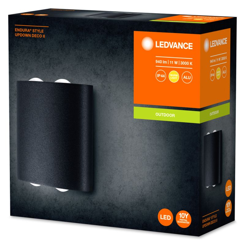 Ledvance Endura Style Alu Deco Applique Murale Foncé Gris Up Down 11W 550lm - 830 Blanc Chaud – Image 2